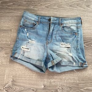 High Waisted Midi Denim Shorts